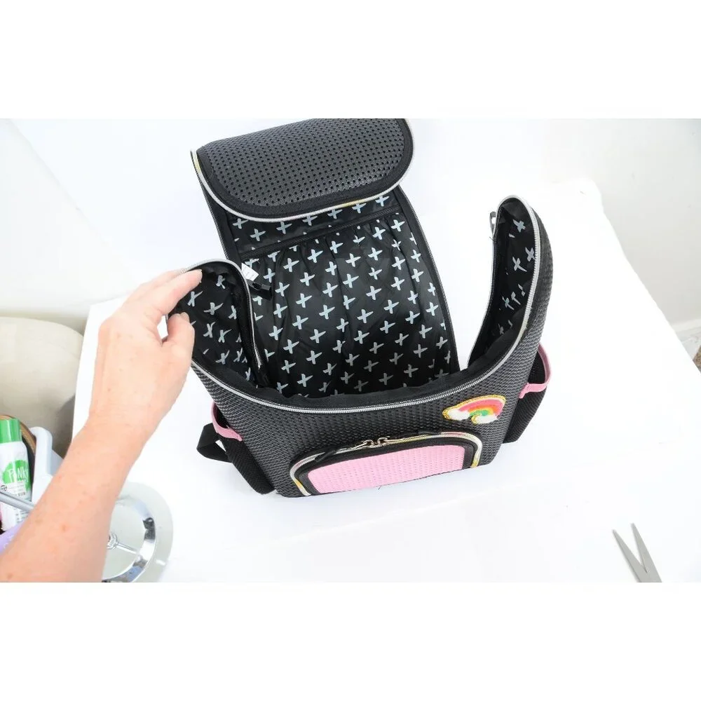 LIGHT + NINE Student Backpack, Rainbow Pink Daypack Carry-On Travel Luggage
